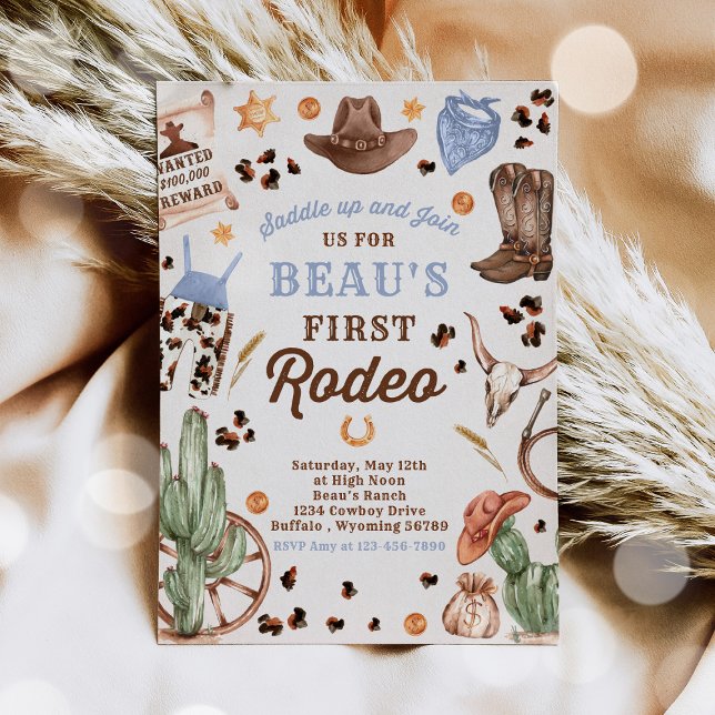 Cowboy Wild West 1st Rodeo Ranch Birthday Party Invitation (Creator Uploaded)