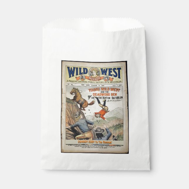 Cowboy Wild West Add Boy's Name Birthday Party Favour Bags (Front)