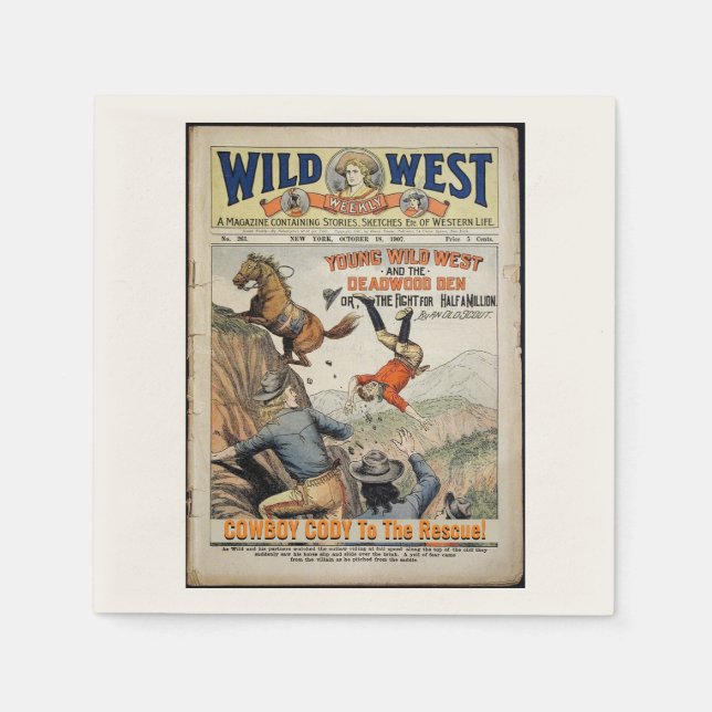 Cowboy Wild West Add Boy's Name Birthday Party Napkin (Front)