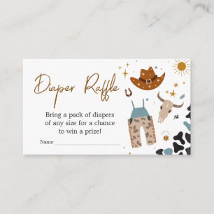 Cowboy Wild West Baby Shower Diaper Raffle Enclosure Card