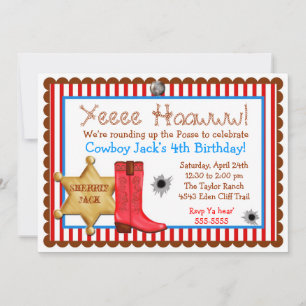 Cowboy Wild West Birthday Invitations