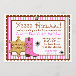 Cowboy  Wild West  Birthday  Invitations