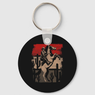 Cowboy Wild West Country Horseck Riding Horse Retr Key Ring