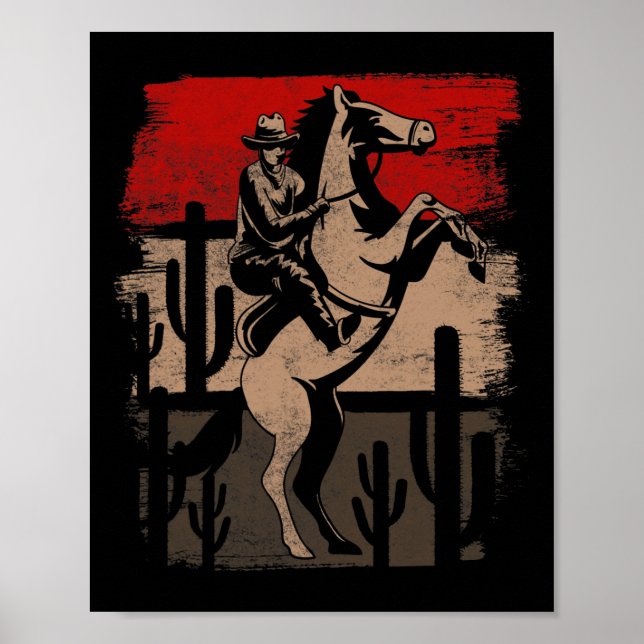 Cowboy Wild West Country Horseck Riding Horse Retr Poster (Front)