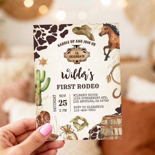 Cowboy Wild West First Rodeo Birthday Invitation (Creator Uploaded)
