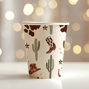Cowboy Wild west First rodeo birthday party Paper Cups
