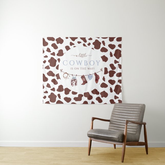 Cowboy Wild West rodeo blue baby shower Tapestry (In Situ (Horizontal))