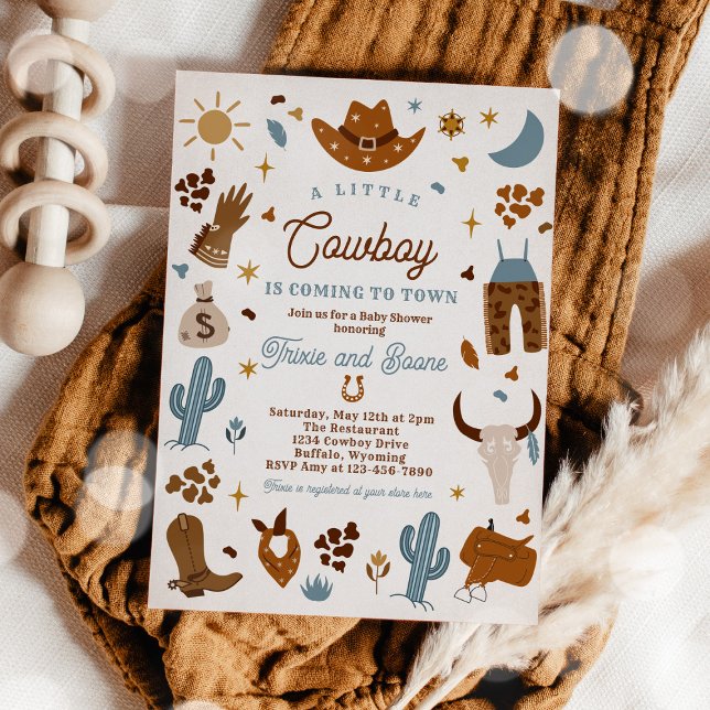 Cowboy Wild West Rodeo Ranch Baby Shower Invitation (Creator Uploaded)