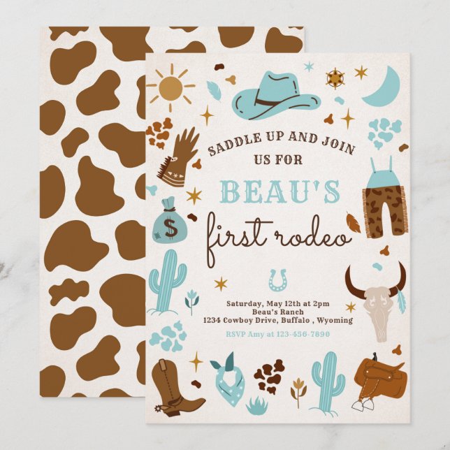Cowboy Wild West Rodeo Ranch Birthday Party Invitation (Front/Back)