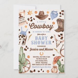 Cowboy Wild West Rodeo Ranch Boy Baby Shower Invitation