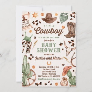 Cowboy Wild West Rodeo Ranch Boy Baby Shower Invitation