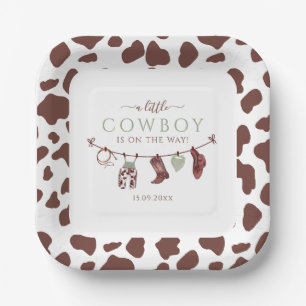 Cowboy Wild West Rodeo sage green Baby Shower Paper Plate