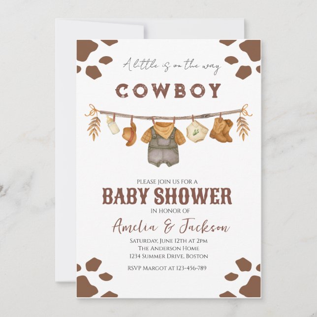 Cowboy Wild West Rodeo Western Boy Baby Shower  Invitation (Front)