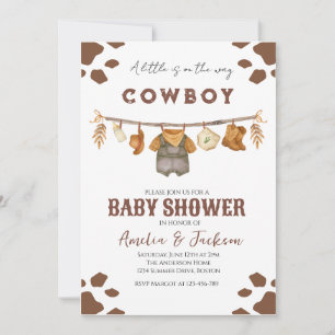 Cowboy Wild West Rodeo Western Boy Baby Shower Invitation