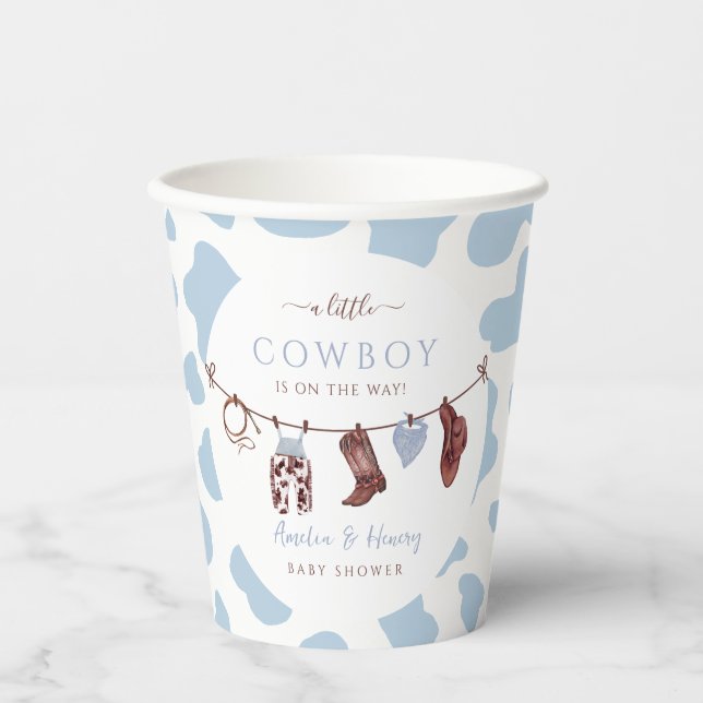 Cowboy Wild West Rodeo Western Boy Baby Shower  Paper Cups (Front)