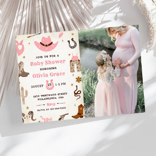 Cowboy Wild West Rodeo Western Girl Baby Shower  Invitation