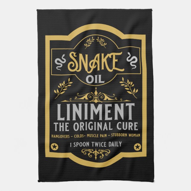 Cowboy Wild West Snake oil Tea Towel (Vertical)