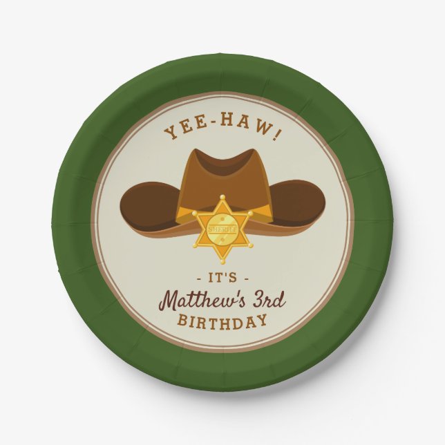 Cowboy Wild West Western Boy Birthday Party Table  Paper Plate (Front)