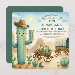 Cowboy Wild Western Cactus Birthday Party  Invitation
