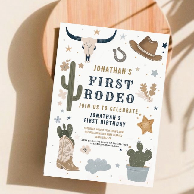 Cowboy Wild Western First Rodeo First Birthday 1st Invitation (Creator Uploaded)
