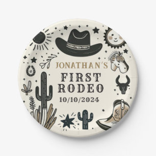 Cowboy Wild Western First Rodeo First Birthday 1st Paper Plate
