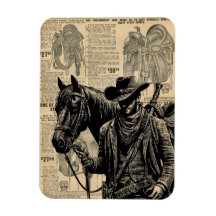 Cowboy with horse illustration western art