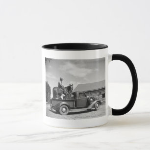 Cowboy with horse in a truck mug