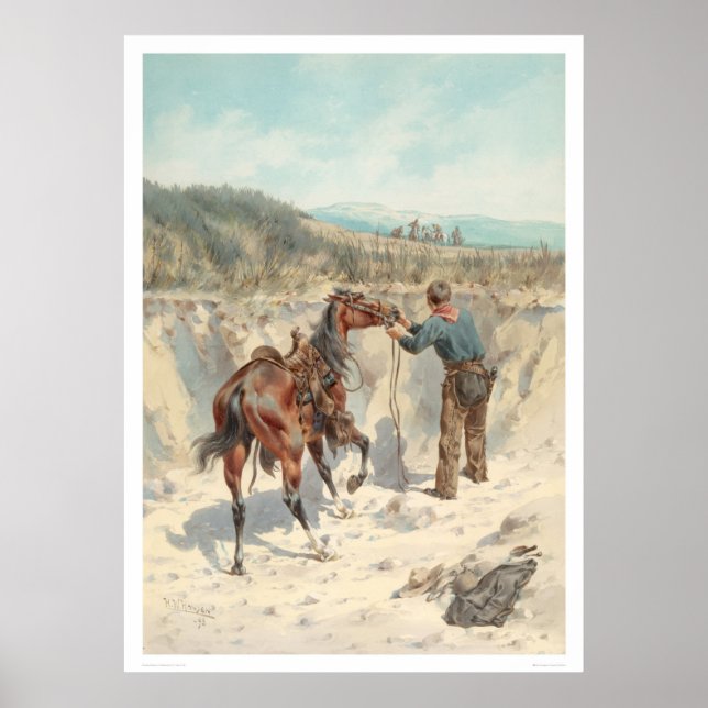 Cowboy with horse in Arroyo... (1324) Poster (Front)