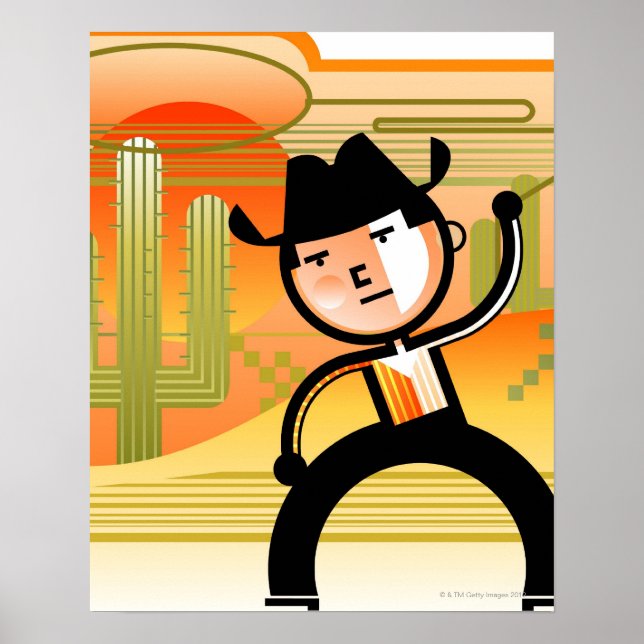 Cowboy with lasso and cactus poster (Front)