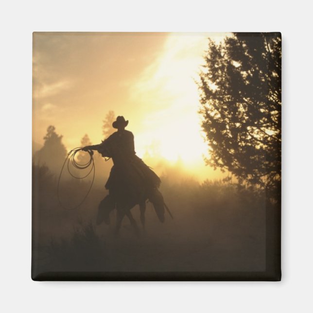 Cowboy with Lasso in Sunset Magnet (Front)