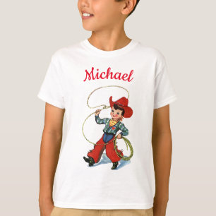 Cowboy with lasso Rope personalised name boy T-Shirt