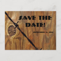 Cowboy Wood and Barbwire Save the Date