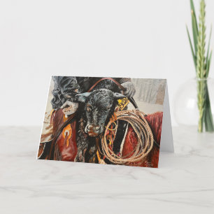 Cowboy working Cattle, Gratitude Card