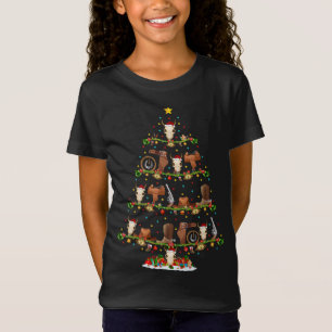 Cowboy Xmas Lighting Santa Cowboy Christmas Tree T-Shirt