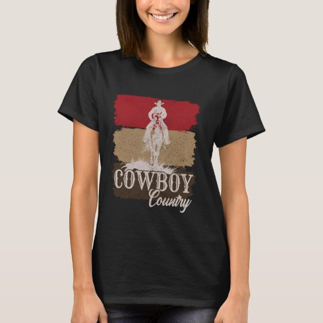 Cowboycore Cowboy On A Rearing Horse Cowboy Aesthe T-Shirt (Front)