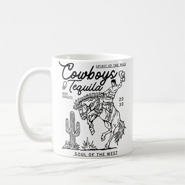 Cowboys And Tequila Texas Horse Riding Country Rod Coffee Mug (Left)