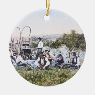 Cowboys at Lunch, 1904 (photo) Ceramic Tree Decoration