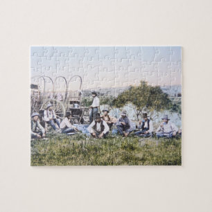 Cowboys at Lunch, 1904 (photo) Jigsaw Puzzle