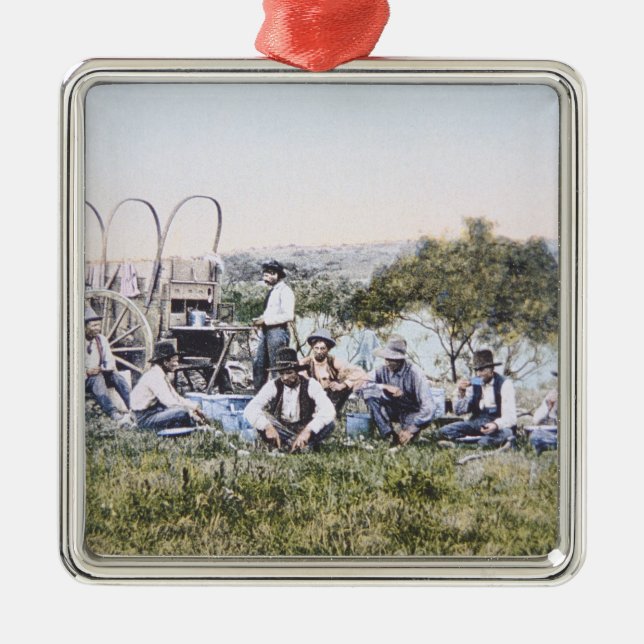 Cowboys at Lunch, 1904 (photo) Metal Tree Decoration (Front)