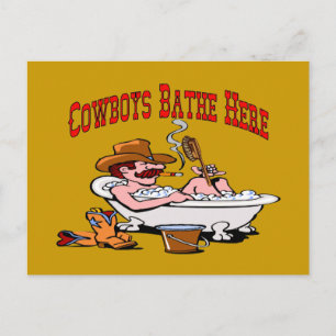 Cowboys Bathe Here Postcard
