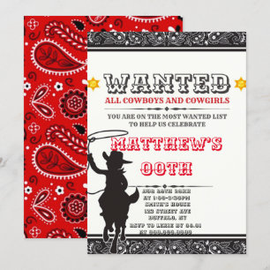 Cowboys & Cowgirls Bandanna Birthday Party Invites