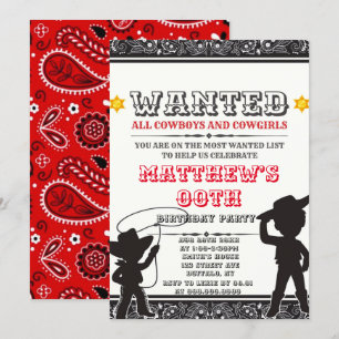 Cowboys & Cowgirls Bandanna Birthday Party Invites