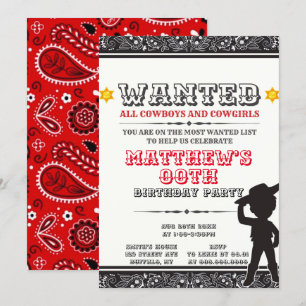 Cowboys & Cowgirls Bandanna Birthday Party Invites