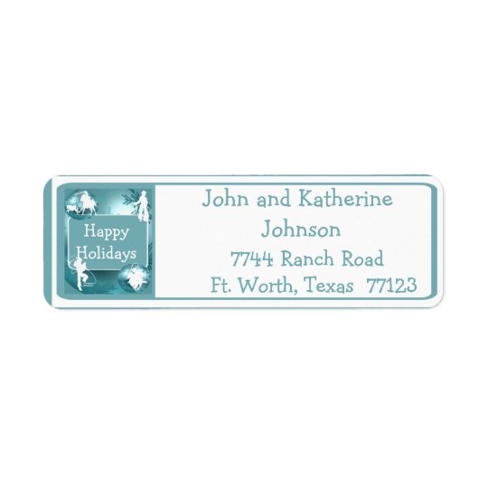 Cowboys Cowgirls Roping On Blue Photo Labels