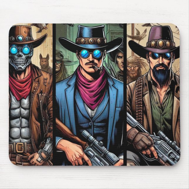 cowboys cyborg comics mouse mat (Front)