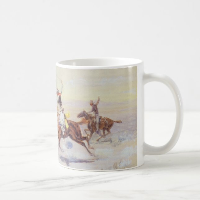 Cowboys from the Bar Triangle by CM Russell Coffee Mug (Right)