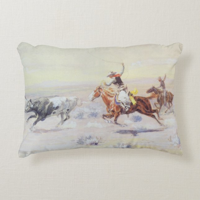 Cowboys from the Bar Triangle by CM Russell Decorative Cushion (Front)