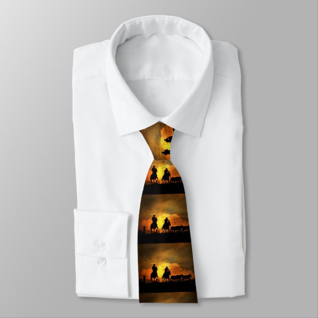 Cowboys in the sunset roundup tie (Tied)