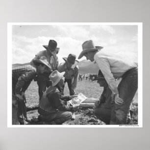 Cowboys looking a magazine poster