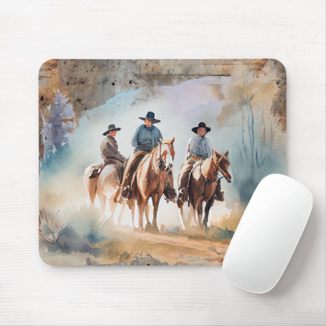 Cowboys on Horses Mouse Mat (With Mouse)